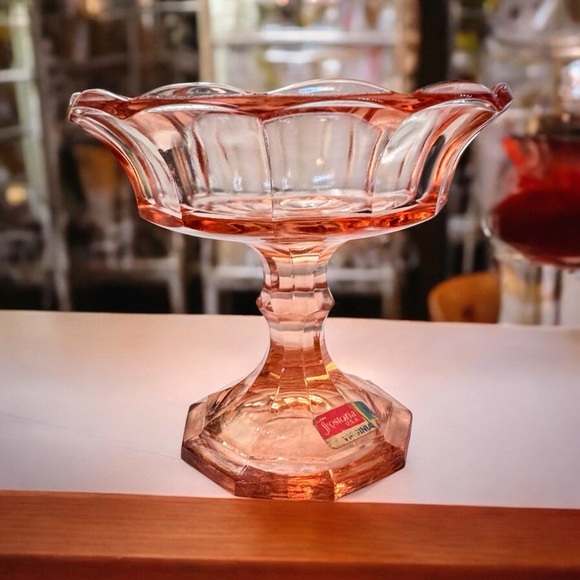 🍑Vintage Fostoria Virginia Peach Pedestal Bowl - Picture 3 of 6